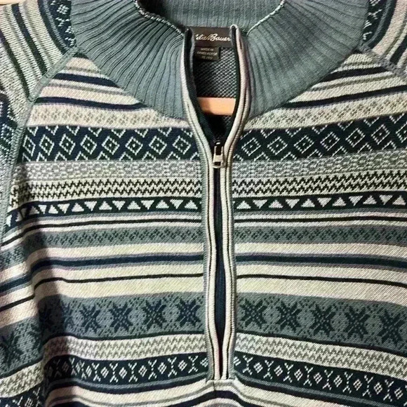 Eddie Bauer Fair Isle Nordic Geometric Quarter Zip Pullover Knit Sweater Size XL - Picture 3 of 8